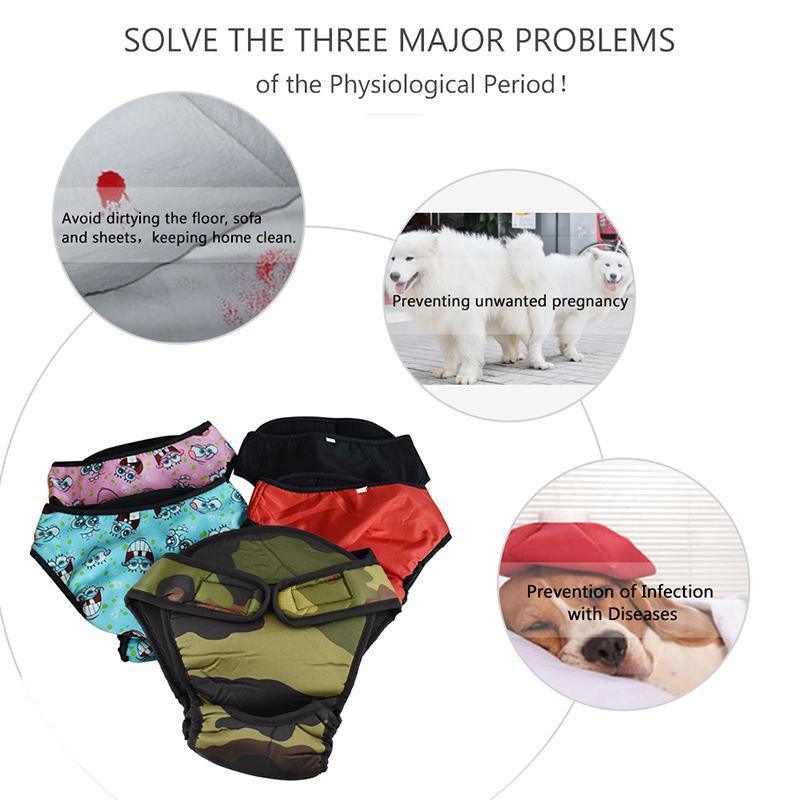Washable Female Pet Dog Cat Nappy Diaper Physiological Pants Panties Underwear Red - XL