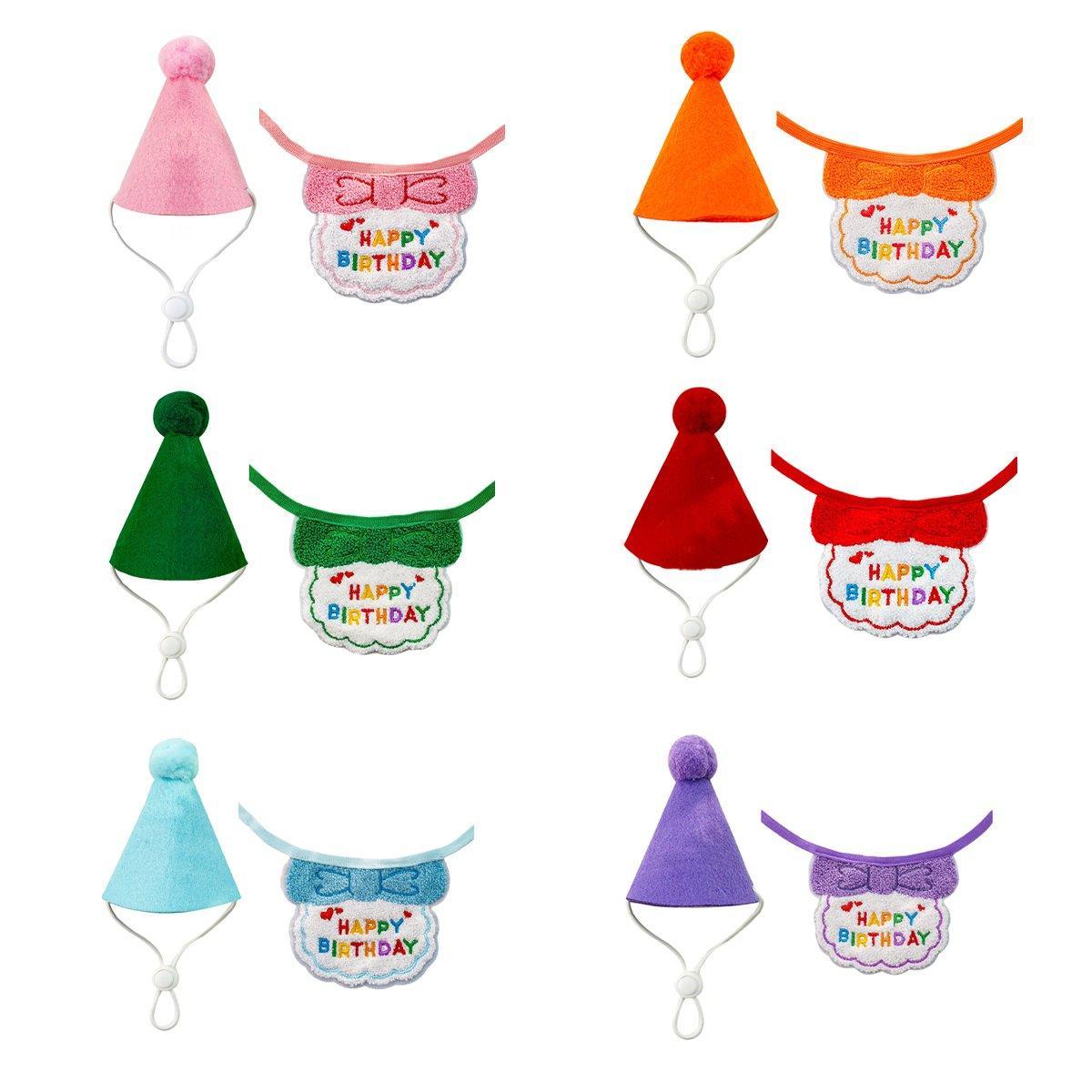 Pet Birthday Dog Cat Bib Scarf Hat Accessory Dogs Cats Celebration - Green