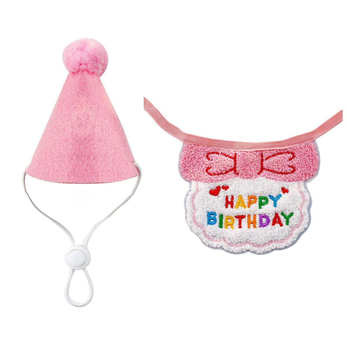Pet Birthday Dog Cat Bib Scarf Hat Accessory Dogs Cats Celebration - Green