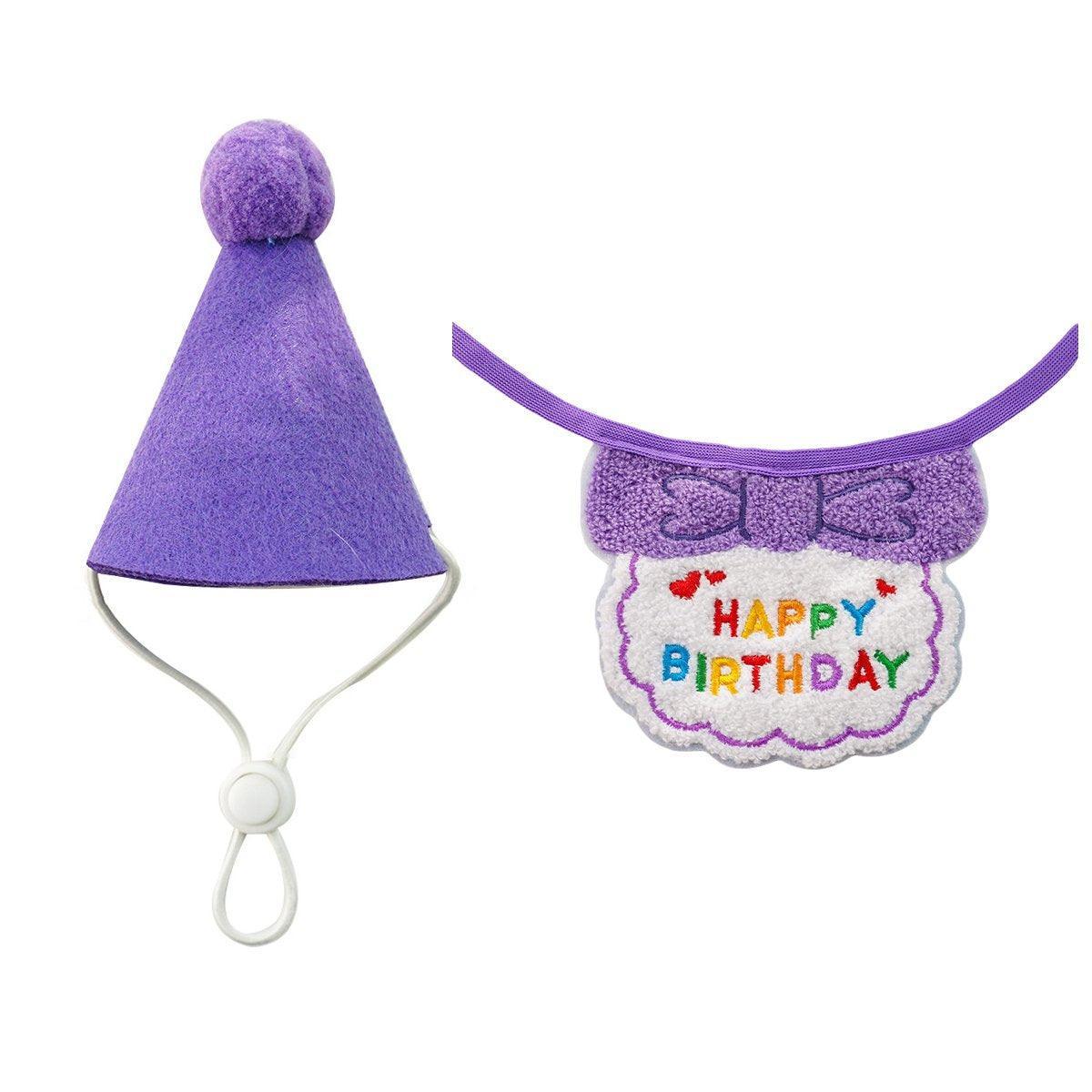 Pet Birthday Dog Cat Bib Scarf Hat Accessory Dogs Cats Celebration - Green