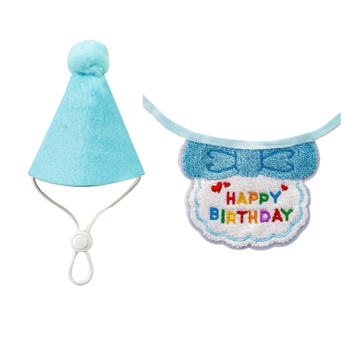 Pet Birthday Dog Cat Bib Scarf Hat Accessory Dogs Cats Celebration - Green