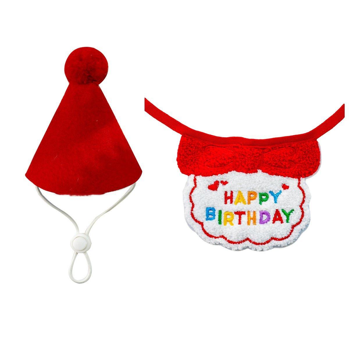 Pet Birthday Dog Cat Bib Scarf Hat Accessory Dogs Cats Celebration - Orange
