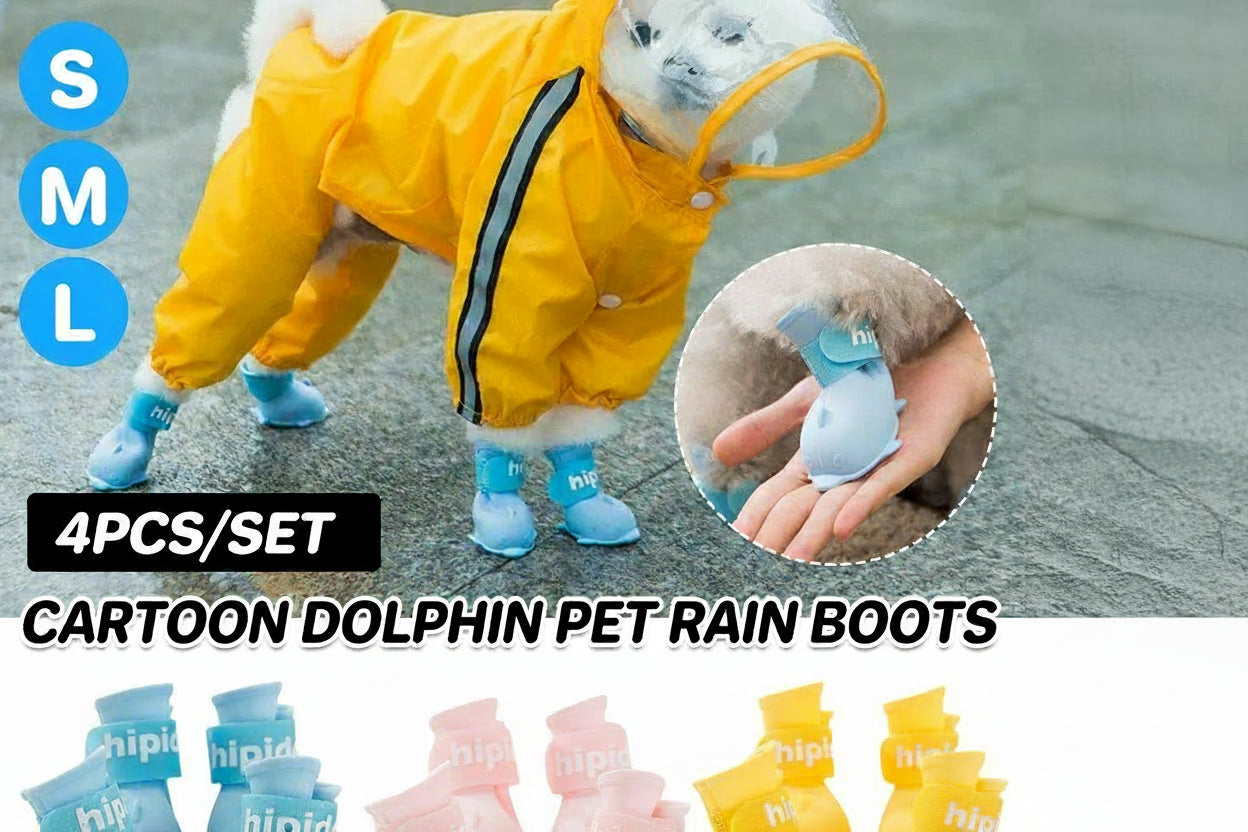 Cartoon Pet Rain Boots | Waterproof Non-Slip Dog Shoes