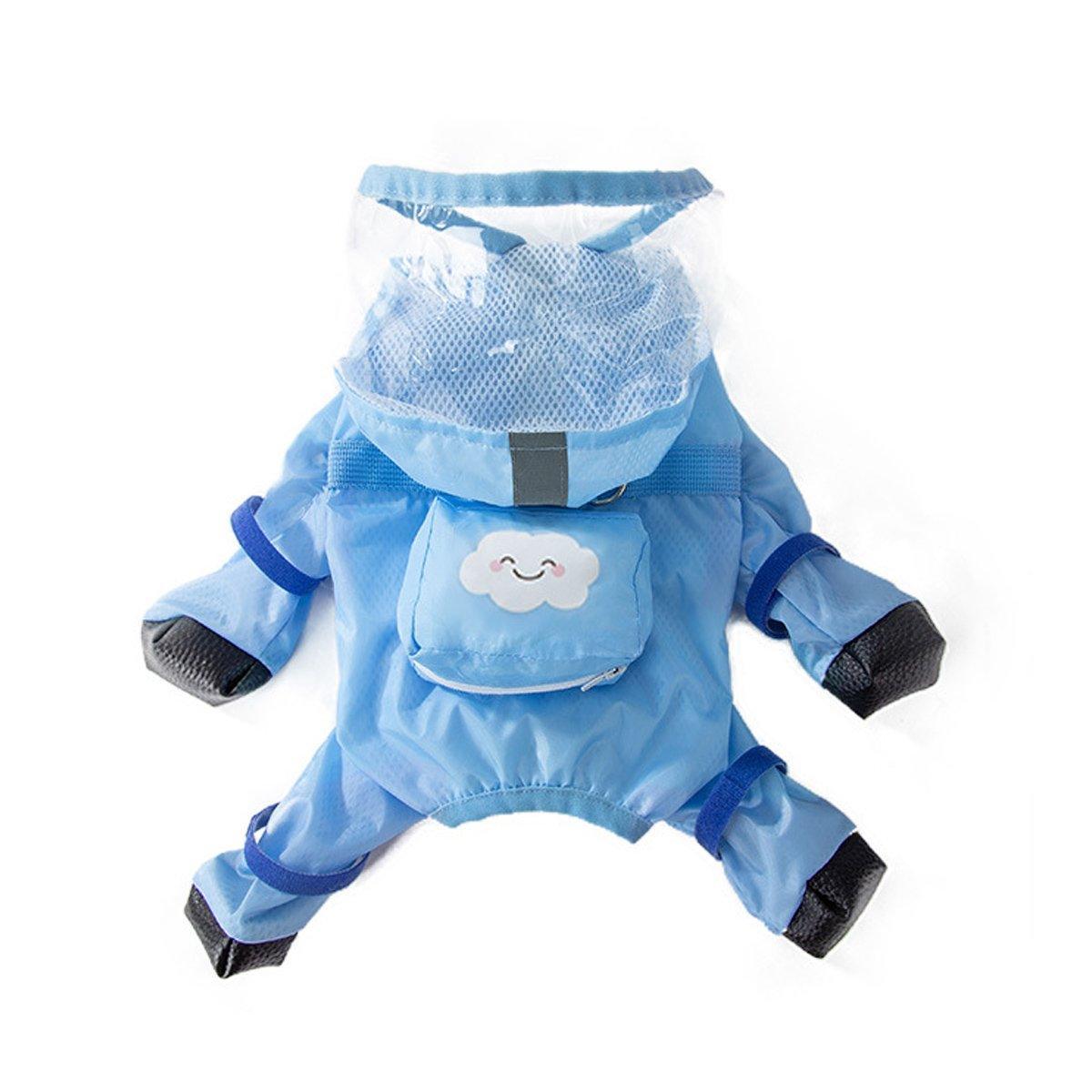 Waterproof Dog Raincoat with Feet Full Coverage Pet Rainy Clothes for Small Dogs - Yellow - M