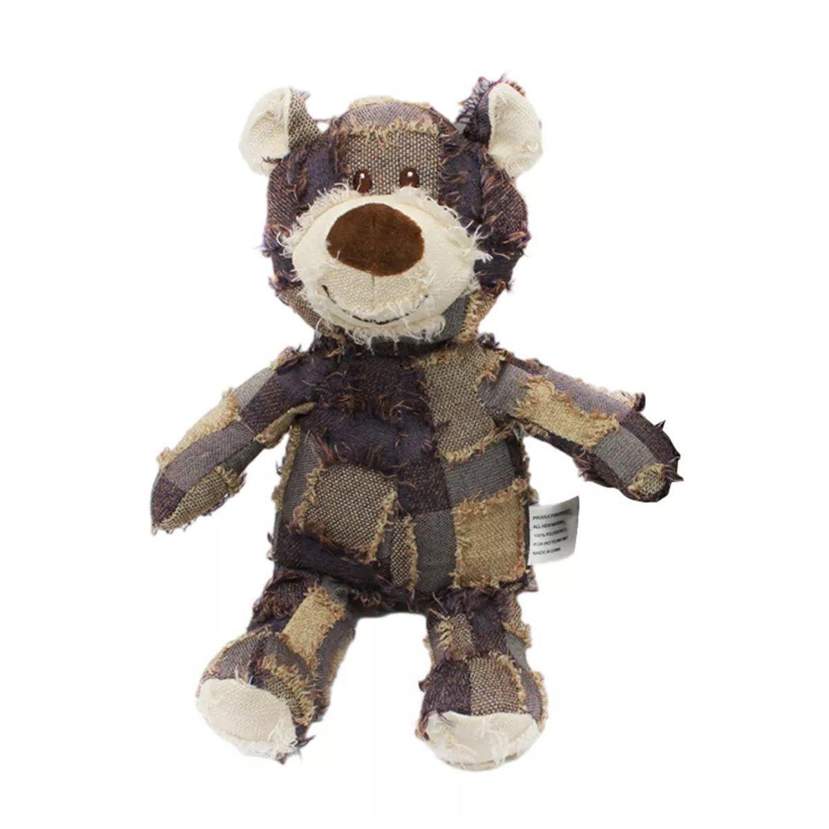 Puppy Squeaky Plush Toy Small Dog Chew Soft Bear Pet Companion - Brown-28cm