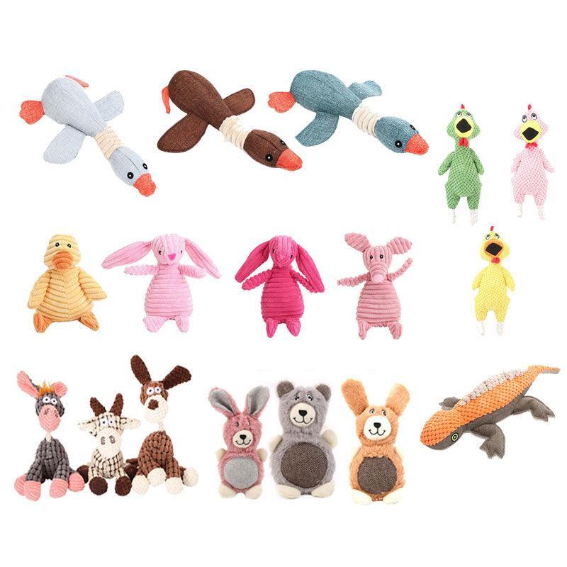 Squeaky Dog Toy Plush Chew Rope Pet Puppy Toys with Squeaker Crinkle for Teething - Brown Dog