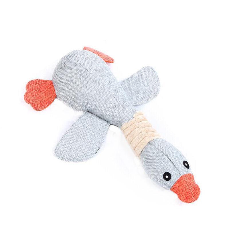 Squeaky Dog Toy Plush Chew Rope Pet Puppy Toys with Squeaker Crinkle for Teething - Brown Dog