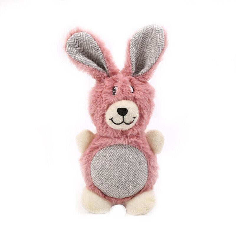Squeaky Dog Toy Plush Chew Rope Pet Puppy Toys with Squeaker Crinkle for Teething - Pink Chicken