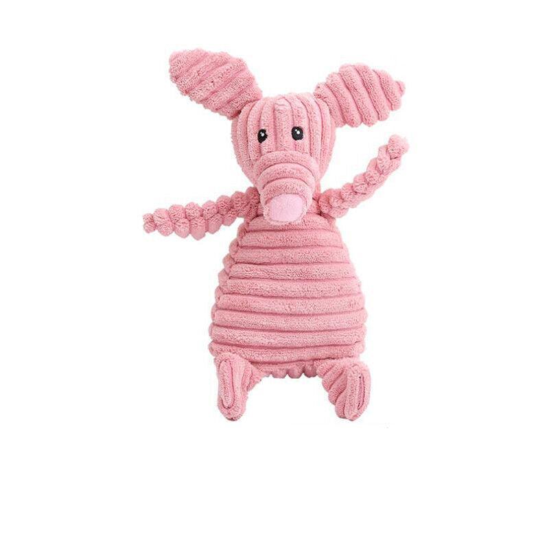 Squeaky Dog Toy Plush Chew Rope Pet Puppy Toys with Squeaker Crinkle for Teething - Pink Chicken