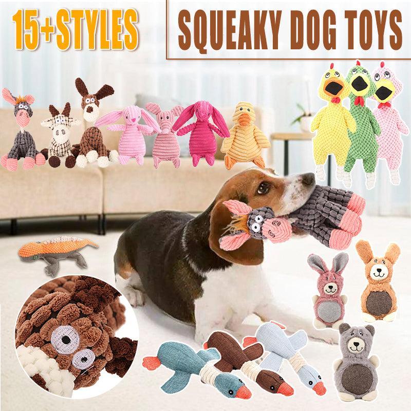 Squeaky Dog Toy Plush Chew Rope Pet Puppy Toys with Squeaker Crinkle for Teething - White Donkey
