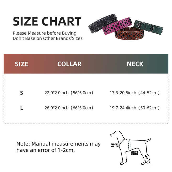 Spiked PU Leather Dog Collar - For Dogs with Main Character Energy
