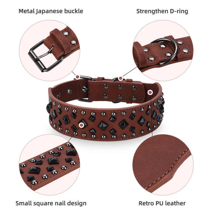 Spiked PU Leather Dog Collar - For Dogs with Main Character Energy