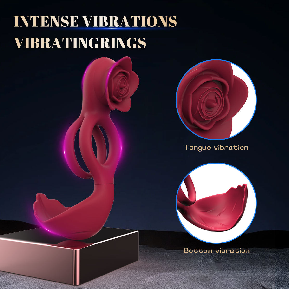Bloom - Rose Dual Motor Vibrating Couples Ring