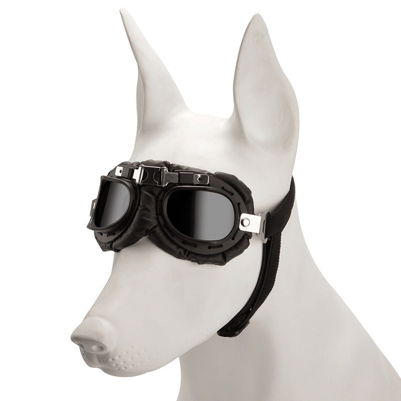 Black Frame Black Film Retro Pet Goggles - UV Protection Sunglasses for Small Medium Dogs & Cats, Windproof Shatterproof Eye Protection