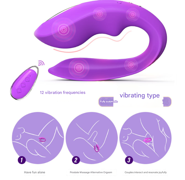 BlissLink U-Shaped Wearable Couple's Vibrator with Remote - 12 Modes for Shared Intimacy & Solo Fun