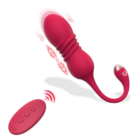 ThrustWave Remote Control Vibrating & Telescopic Pleasure Egg - 12 Vibe & 3 Thrust Modes, Wearable Fun