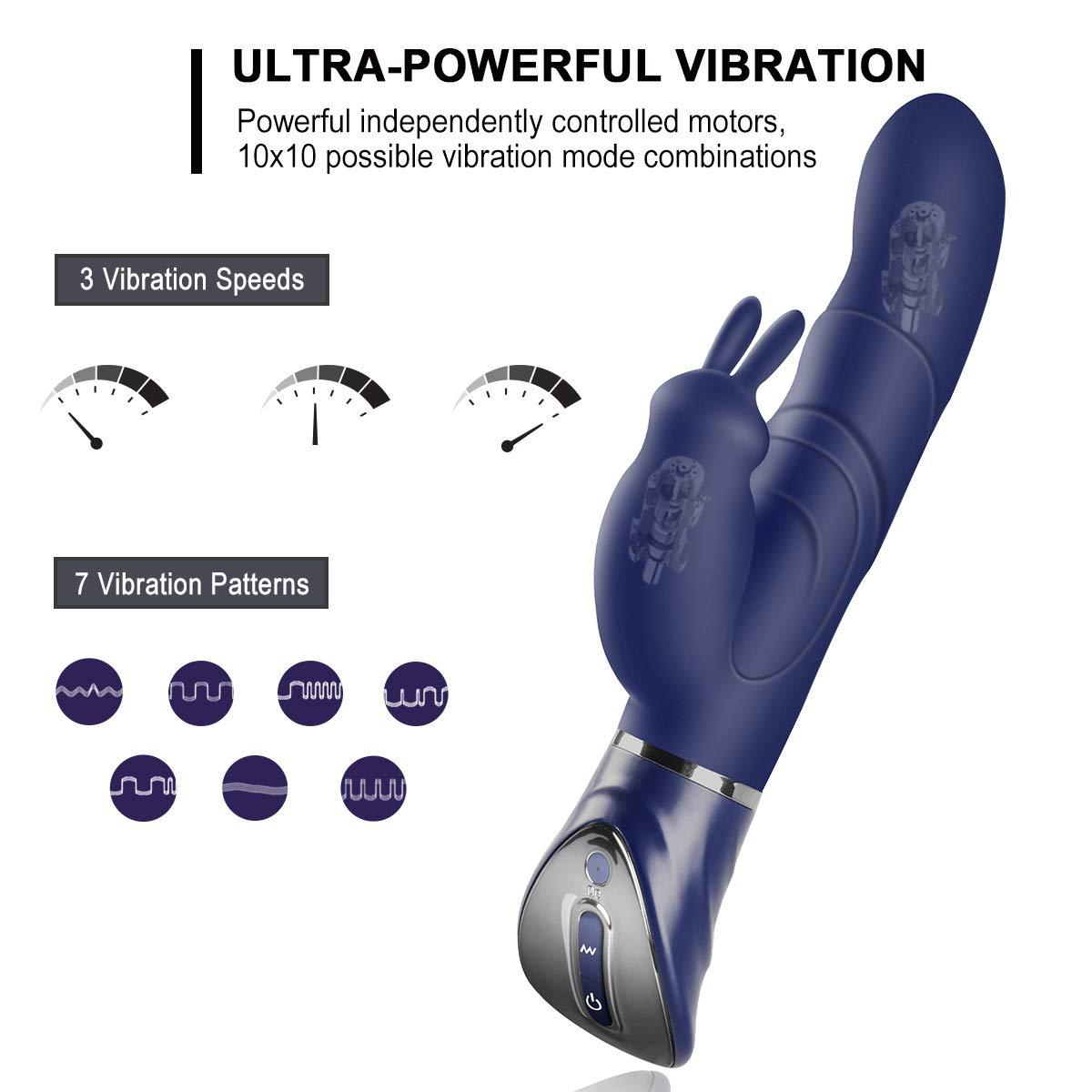 Dual-Action Rabbit Vibrator - Female Pleasure Toy (USB Rechargeable)