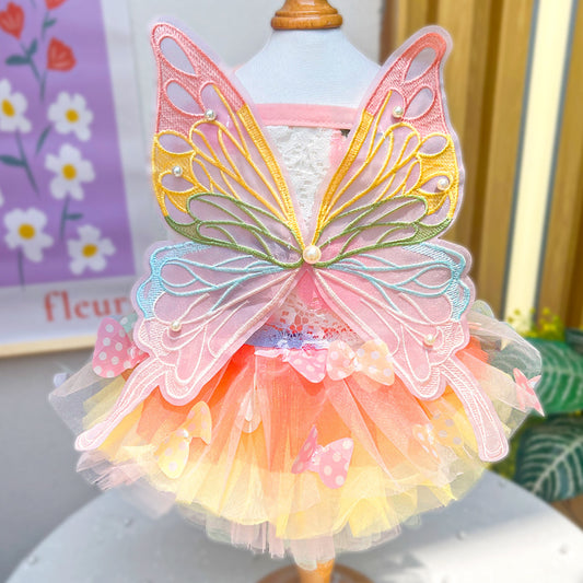 🏆 Butterfly Princess Dog Tutu 🦋 | Fluffy Fairy Dress (S–3XL)
