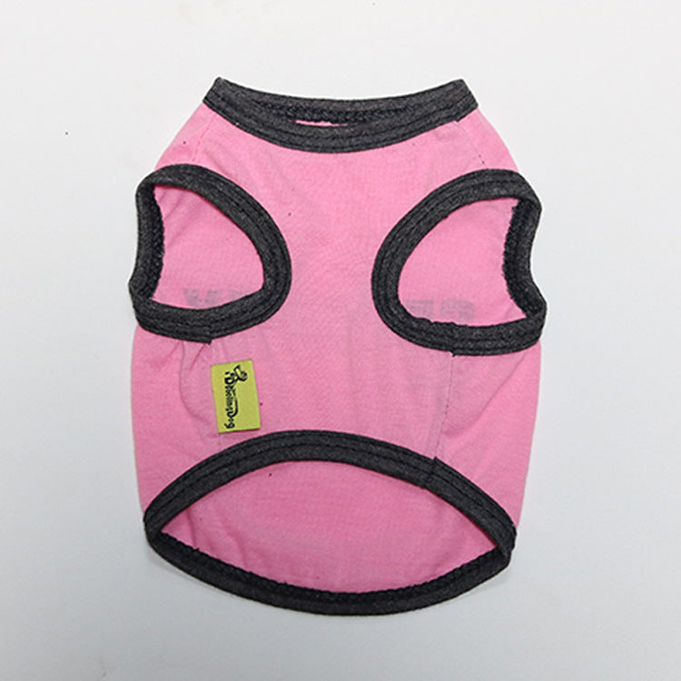 2 Pack Cotton Pet Vest "Security" Print - Black with Yellow Trim & Pink with Black Trim - Size L Breathable Summer Dog Tank Top for Small Breeds