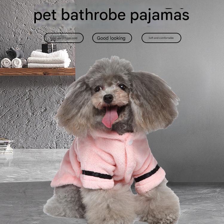 Army green Cozy Pet Bathrobe Sleepwear – Plush Fleece Dog Robe with Hood and Adjustable Waistband for Small to Medium Breeds(Size:XL)