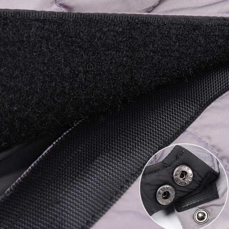 3XL Size Grey Winter Waterproof Dog 4 Leg Jumpsuit for Full Body Warmth - Reflective Windproof Pet Puffer Coat with Integrated Harness
